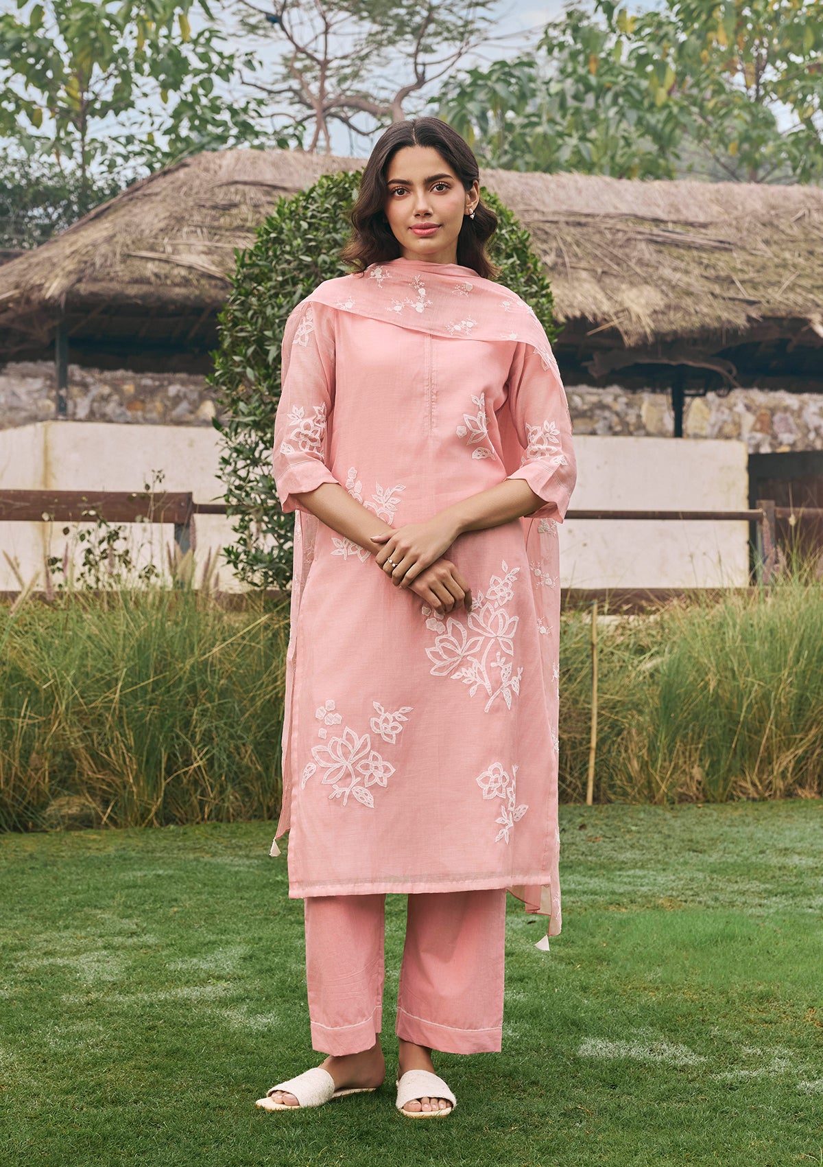 Tulip Floral Applique Kurta Set