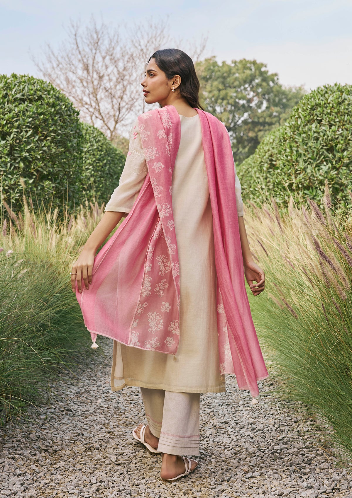 Ecru Applique Kurta Set