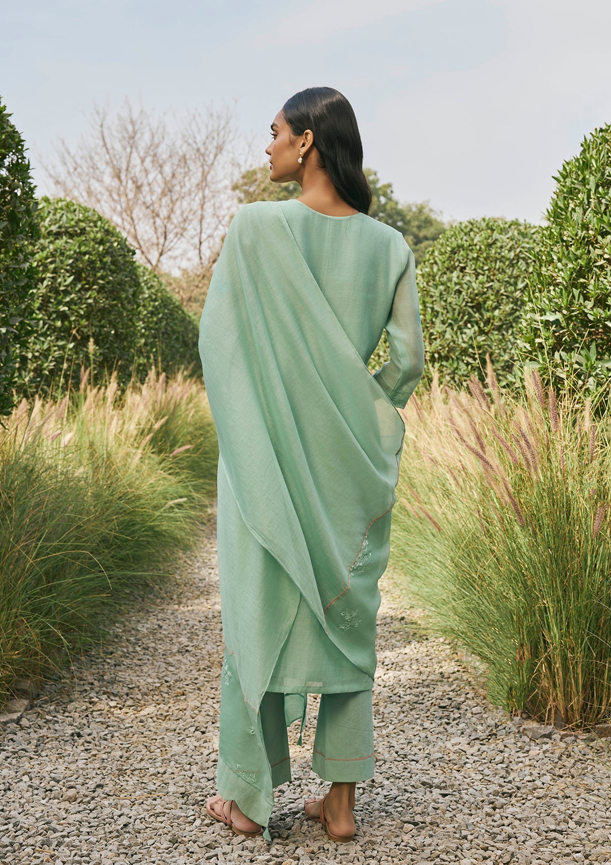 Sage Mint Floral Kurta Set