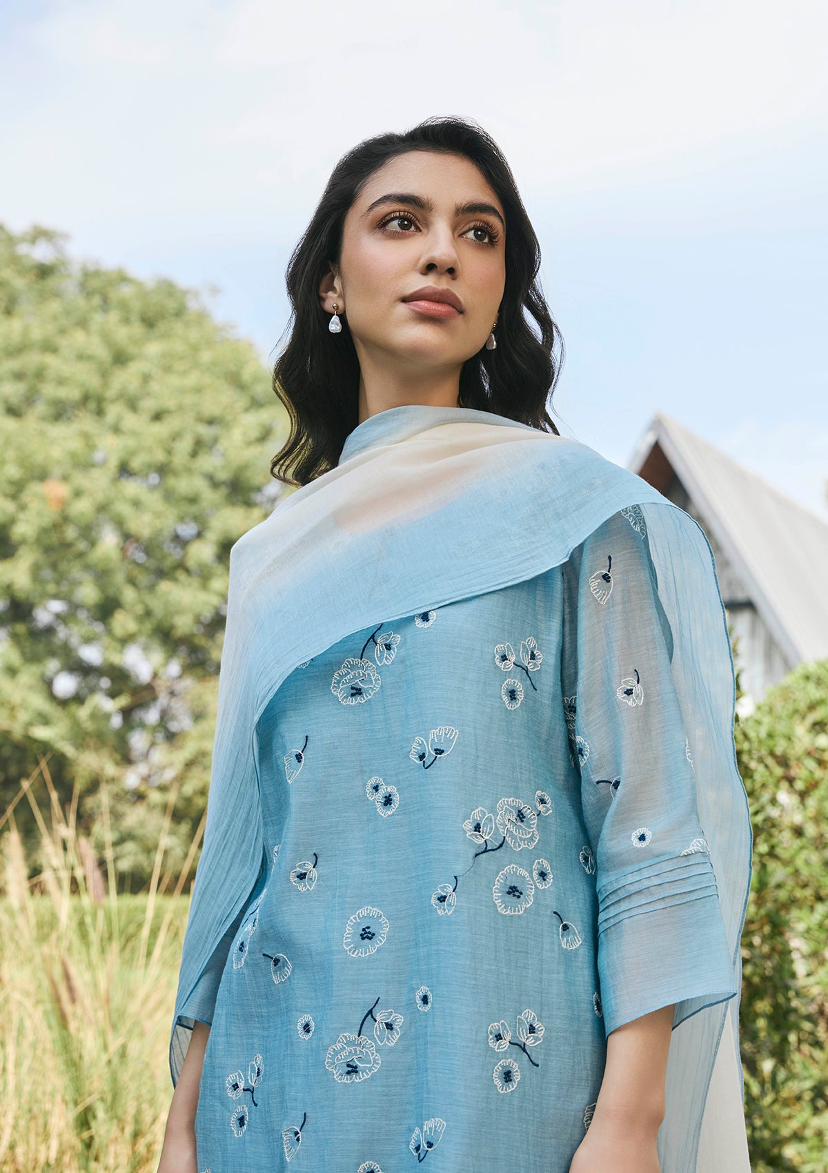 Sky Embroidered Kurta Set