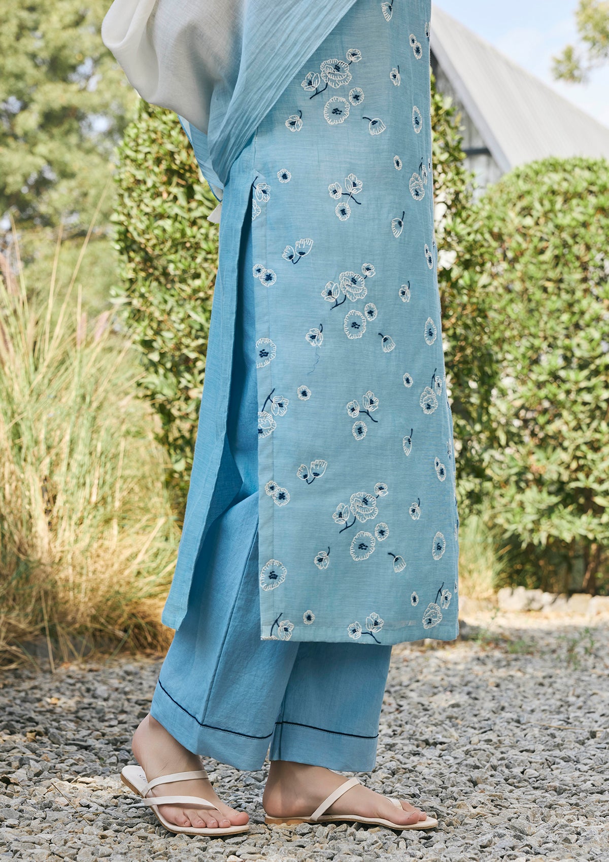 Sky Embroidered Kurta Set