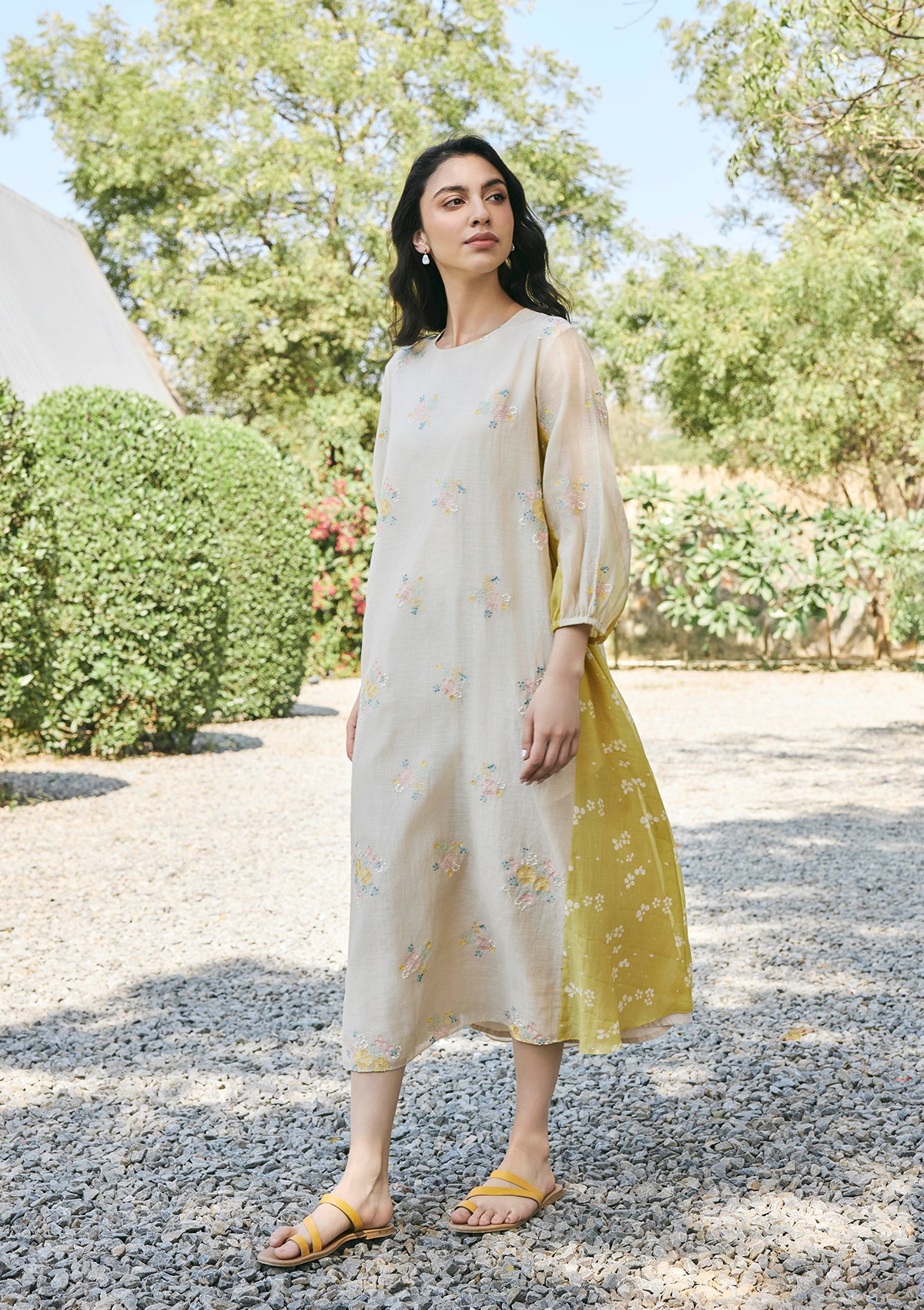 Ecru Embroidered Dress