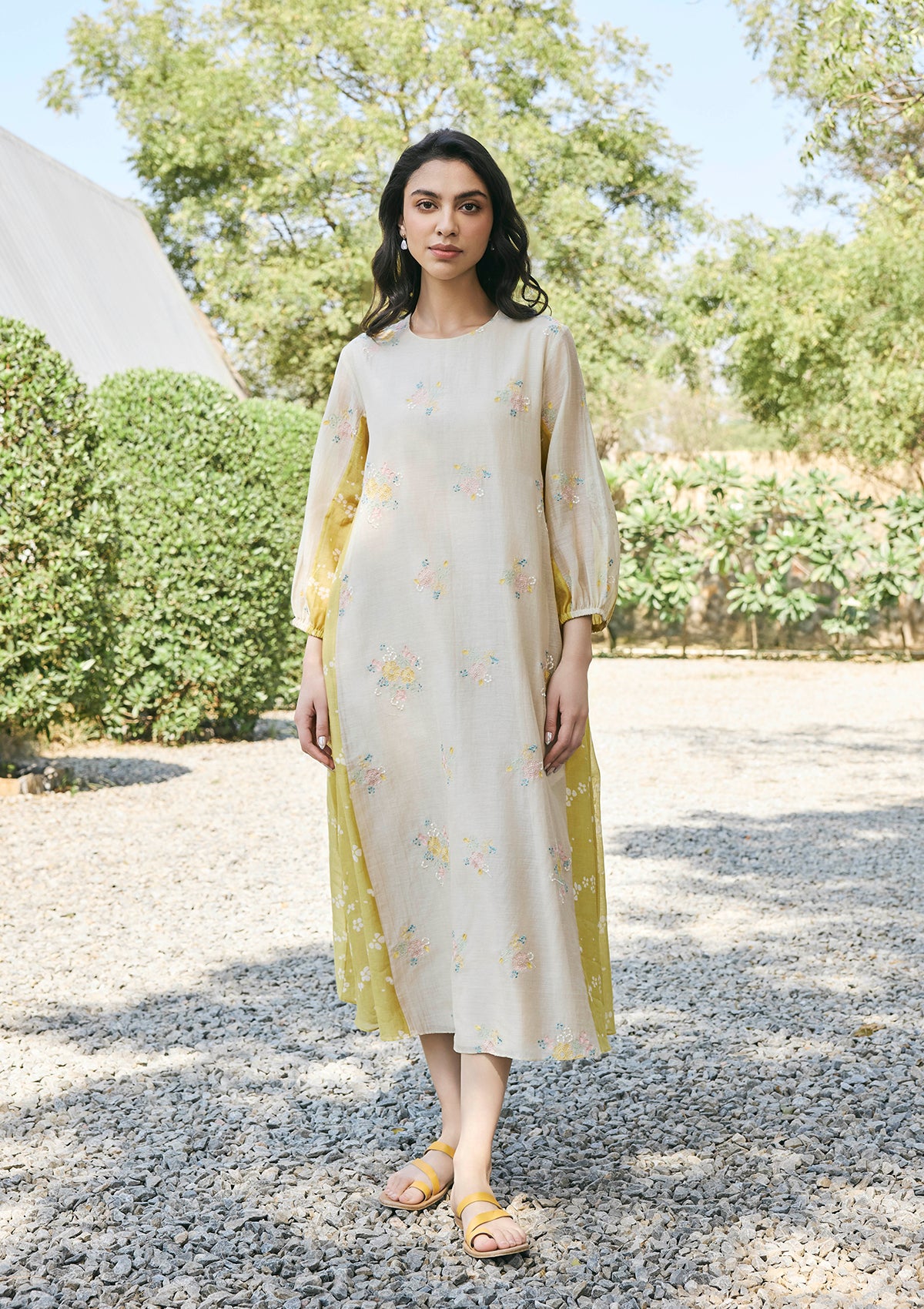 Ecru Embroidered Dress