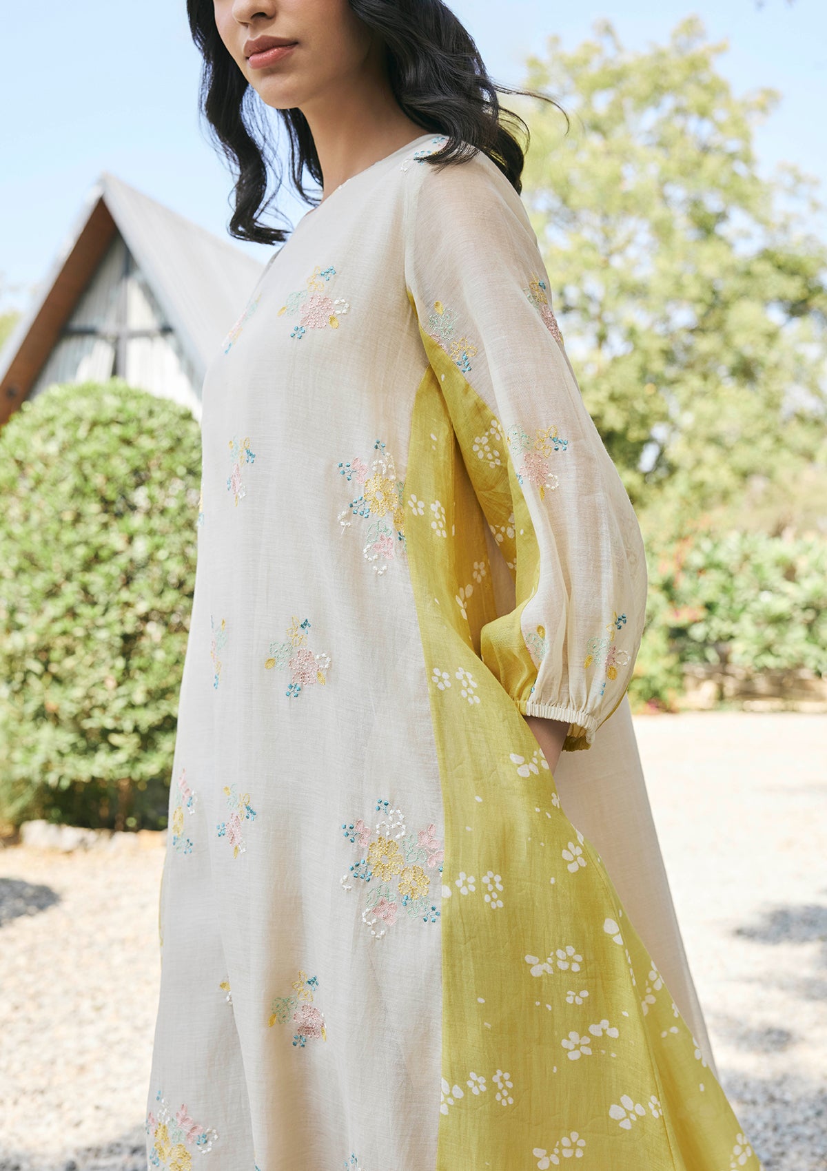 Ecru Embroidered Dress