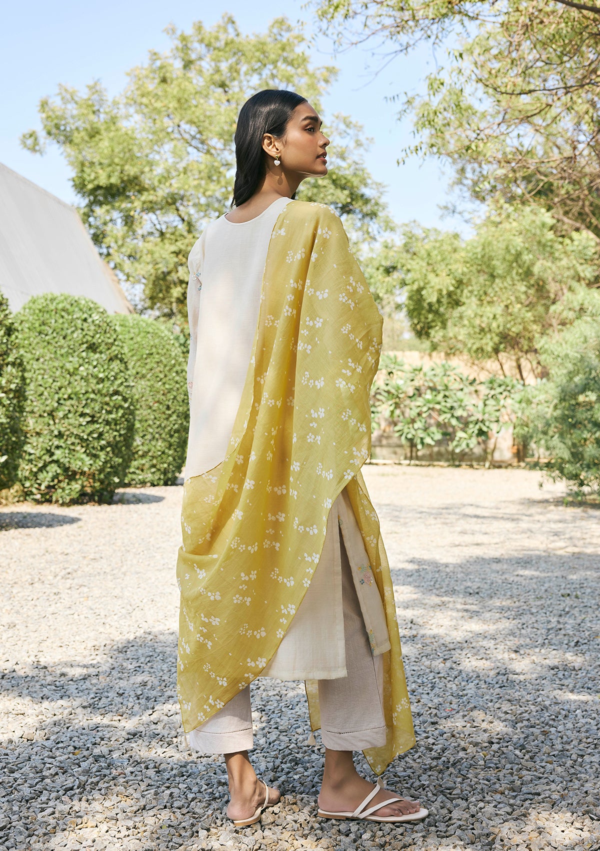 Ecru Embroidered Kurta Set