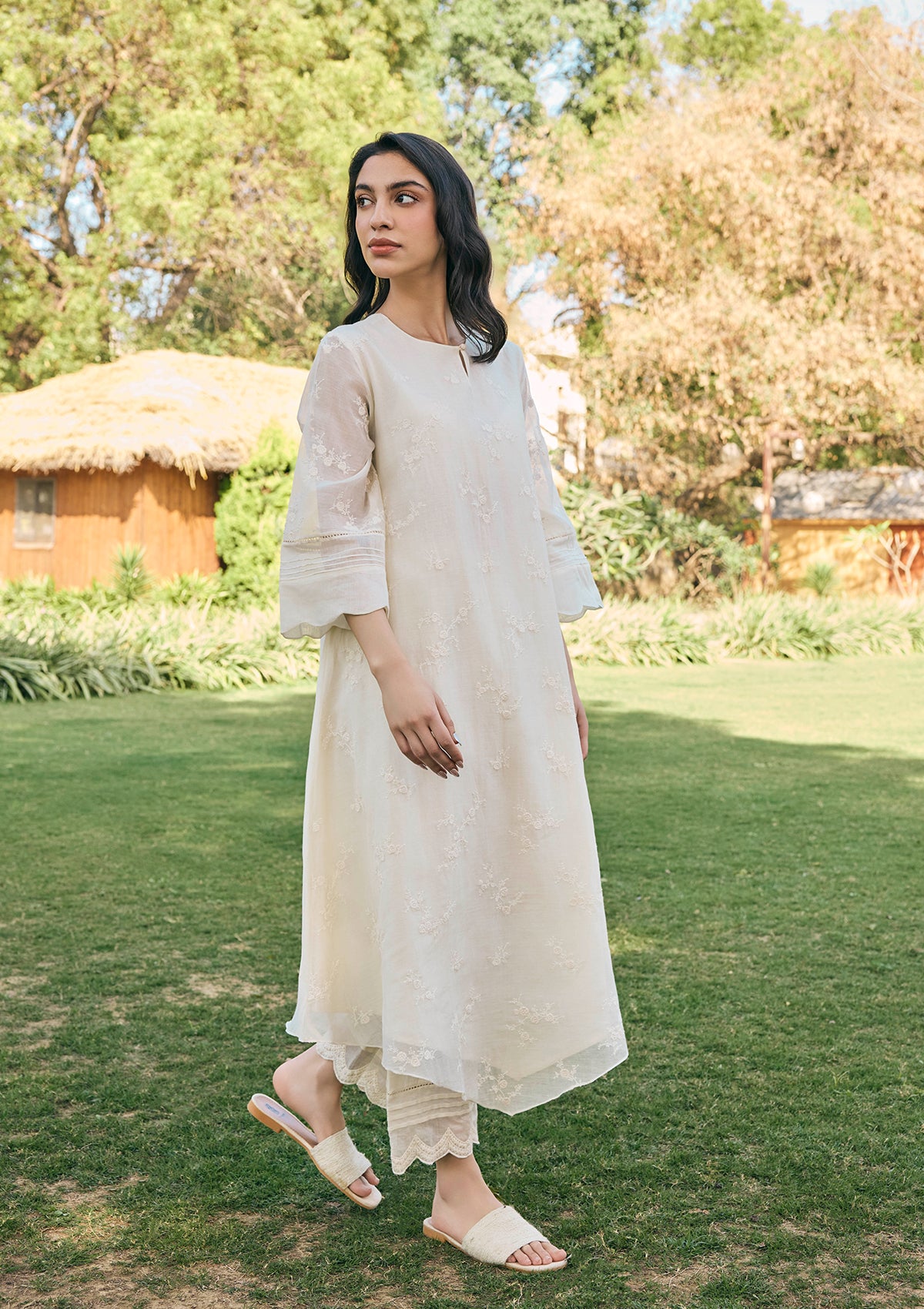 Ecru Thread Embroidered Co-ord Set