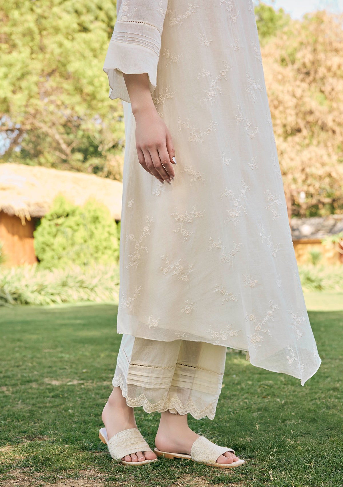 Ecru Thread Embroidered Co-ord Set