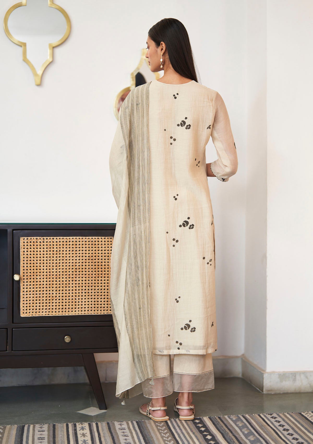 Ecru Applique Kurta Set