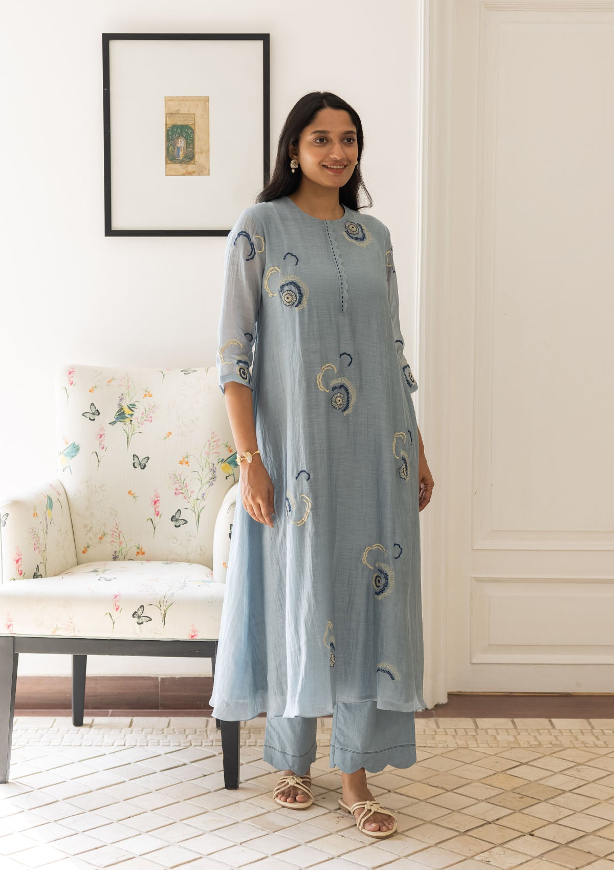 Powder Blue Embroidered Co-ord Set