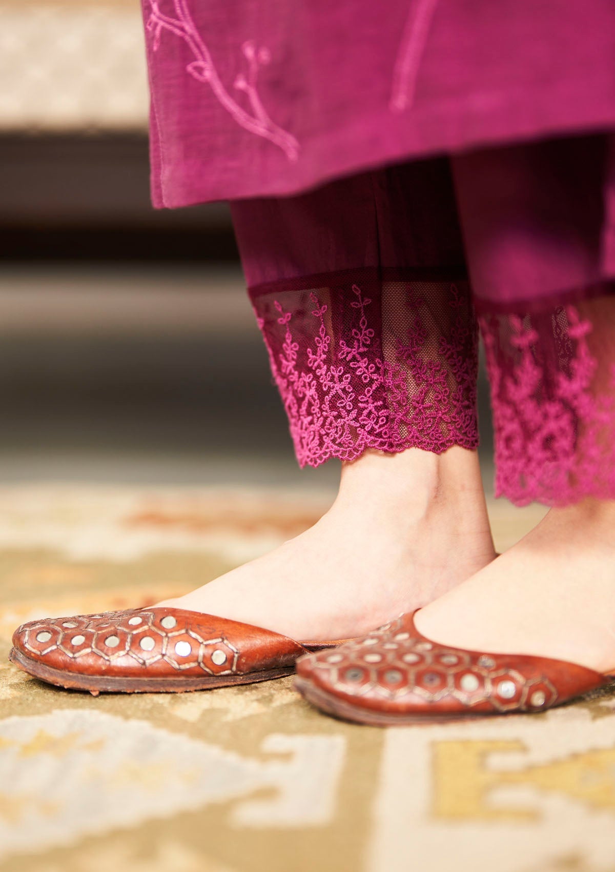 Amethyst Floral Embroidered Kurta Set