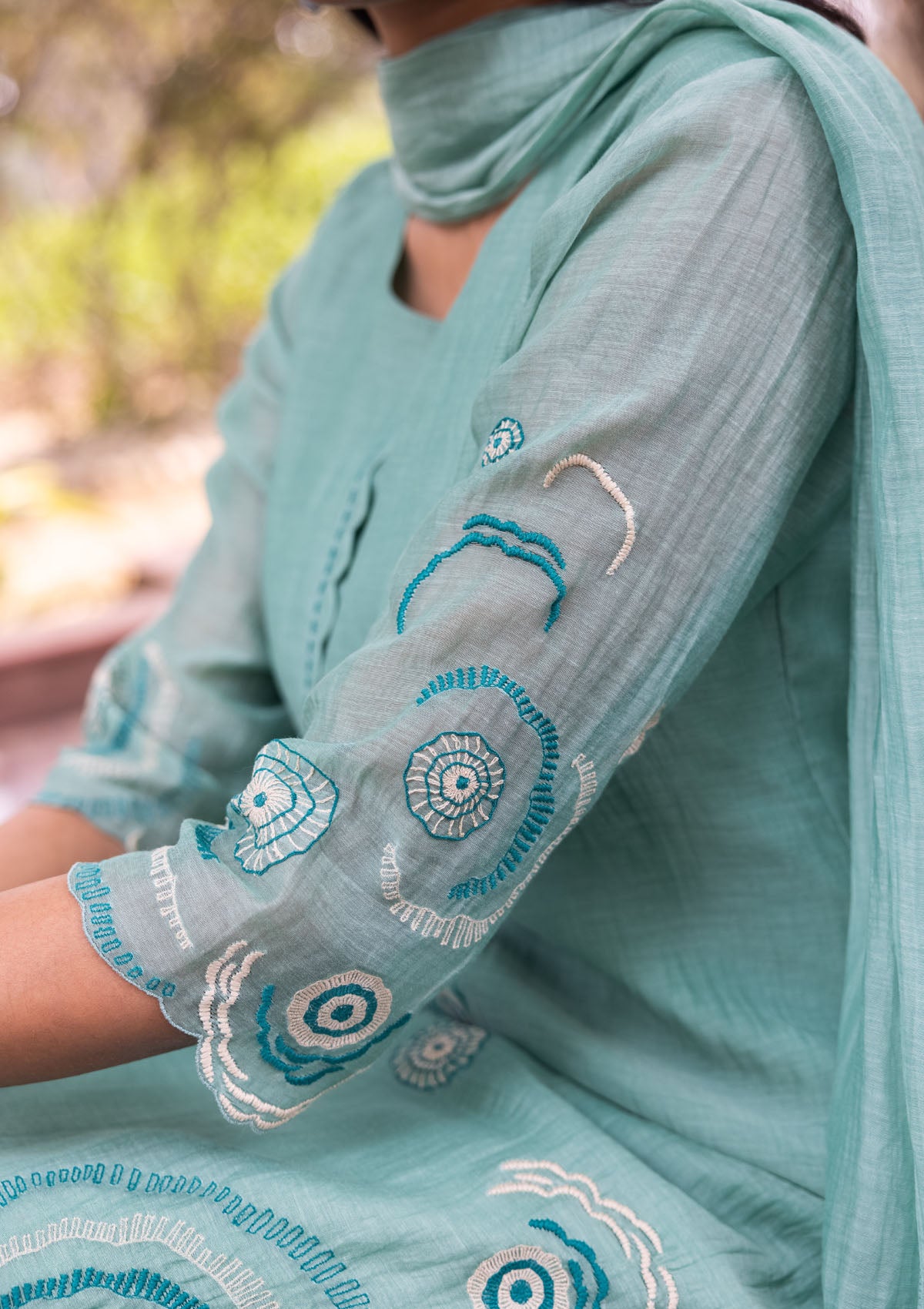 Mint Embroidered Kurta Set