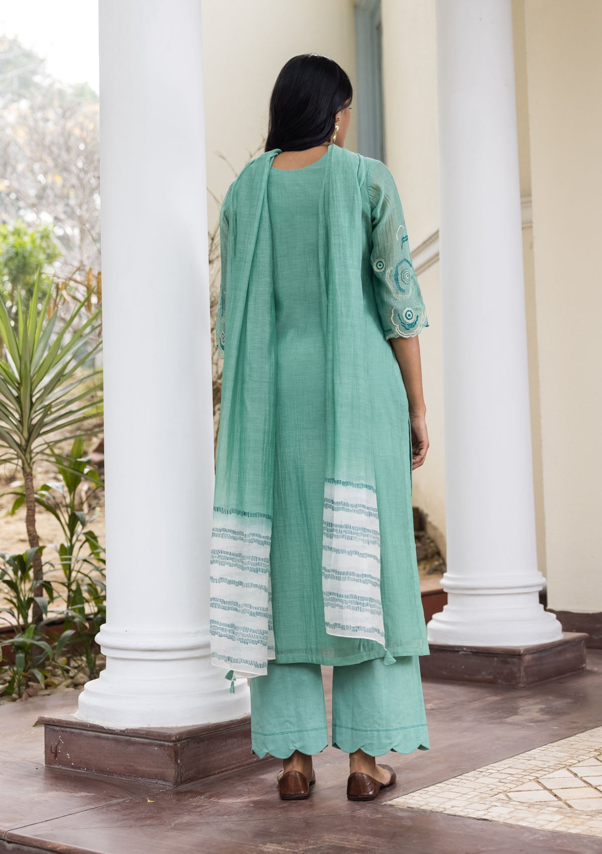 Mint Embroidered Kurta Set