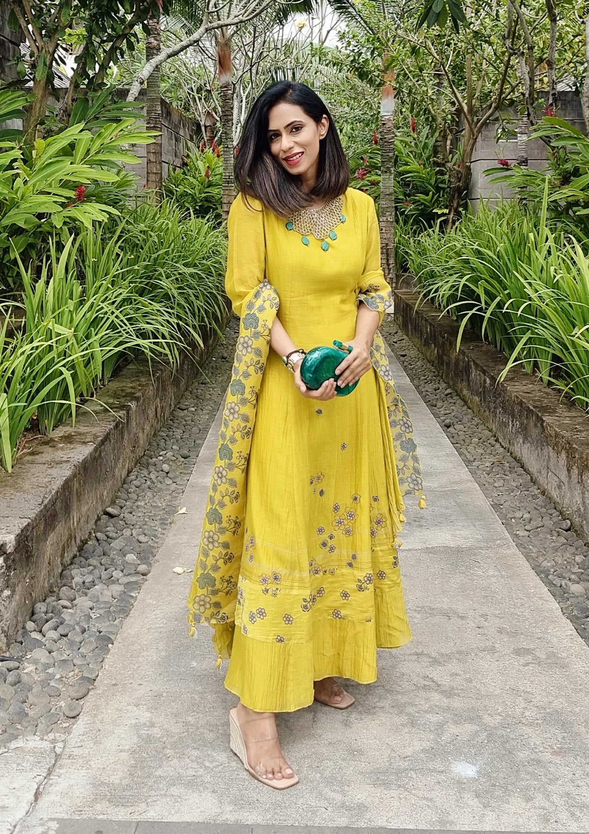 Honeysuckle Applique Anarkali Set