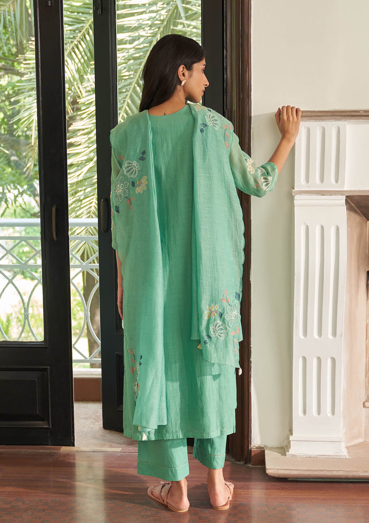 Mint Floral Kurta Set