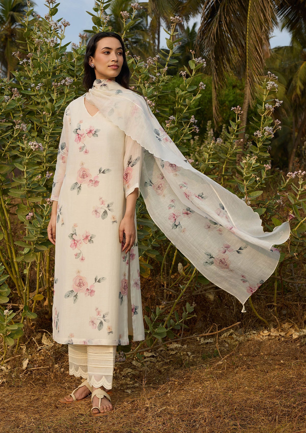 Ivory Floral Kurta Set