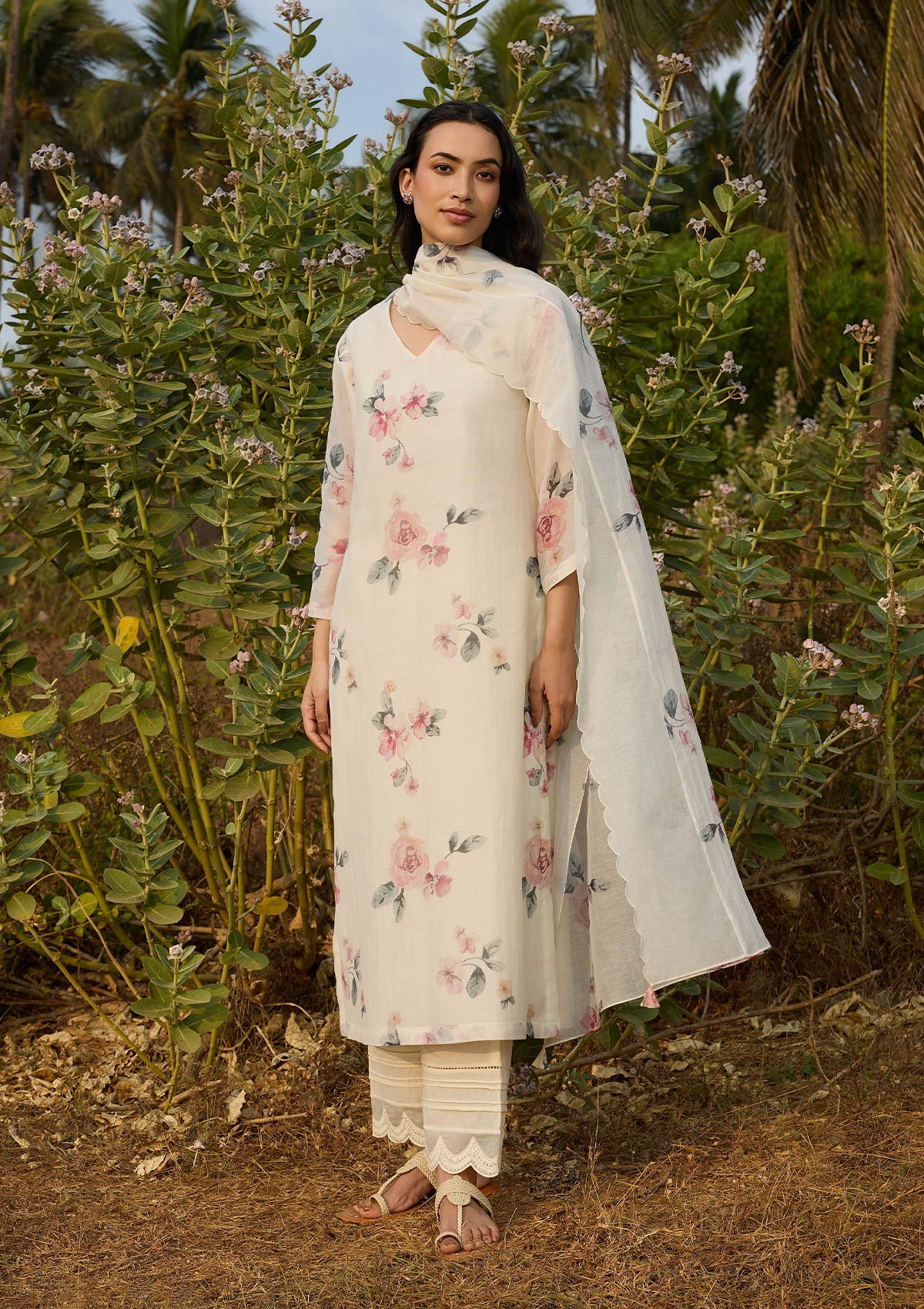 Ivory Floral Kurta Set