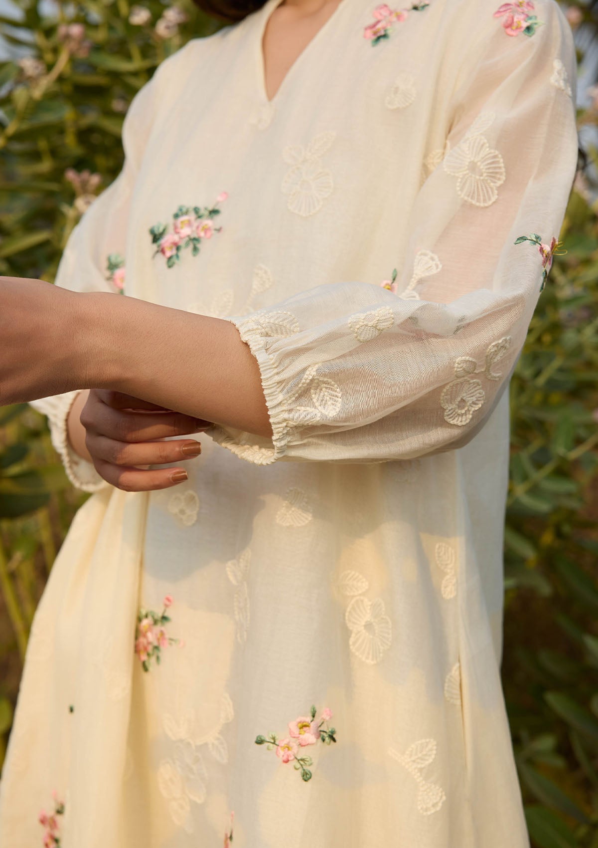 Ivory Thread Embroidered Dress