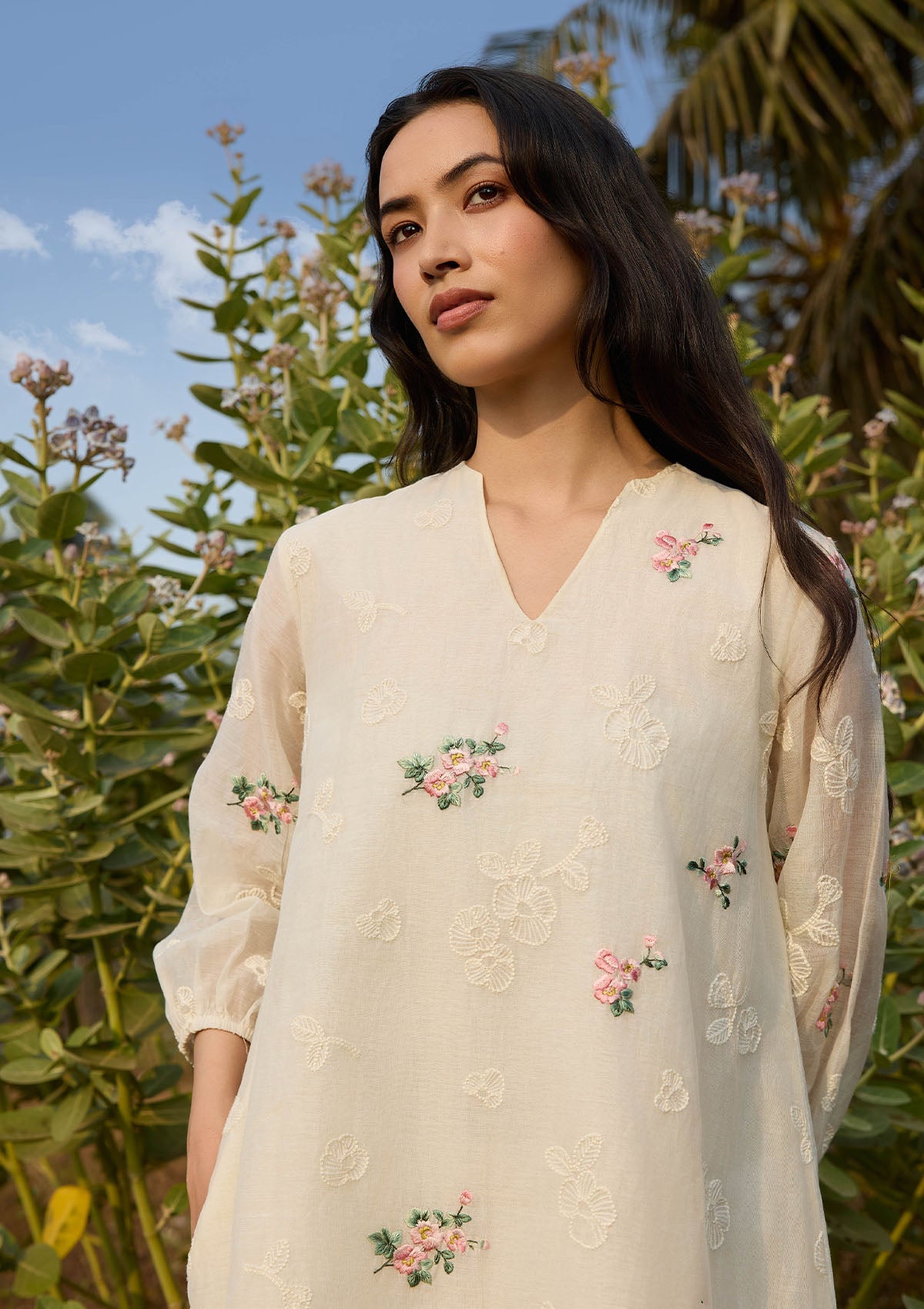 Ivory Thread Embroidered Dress