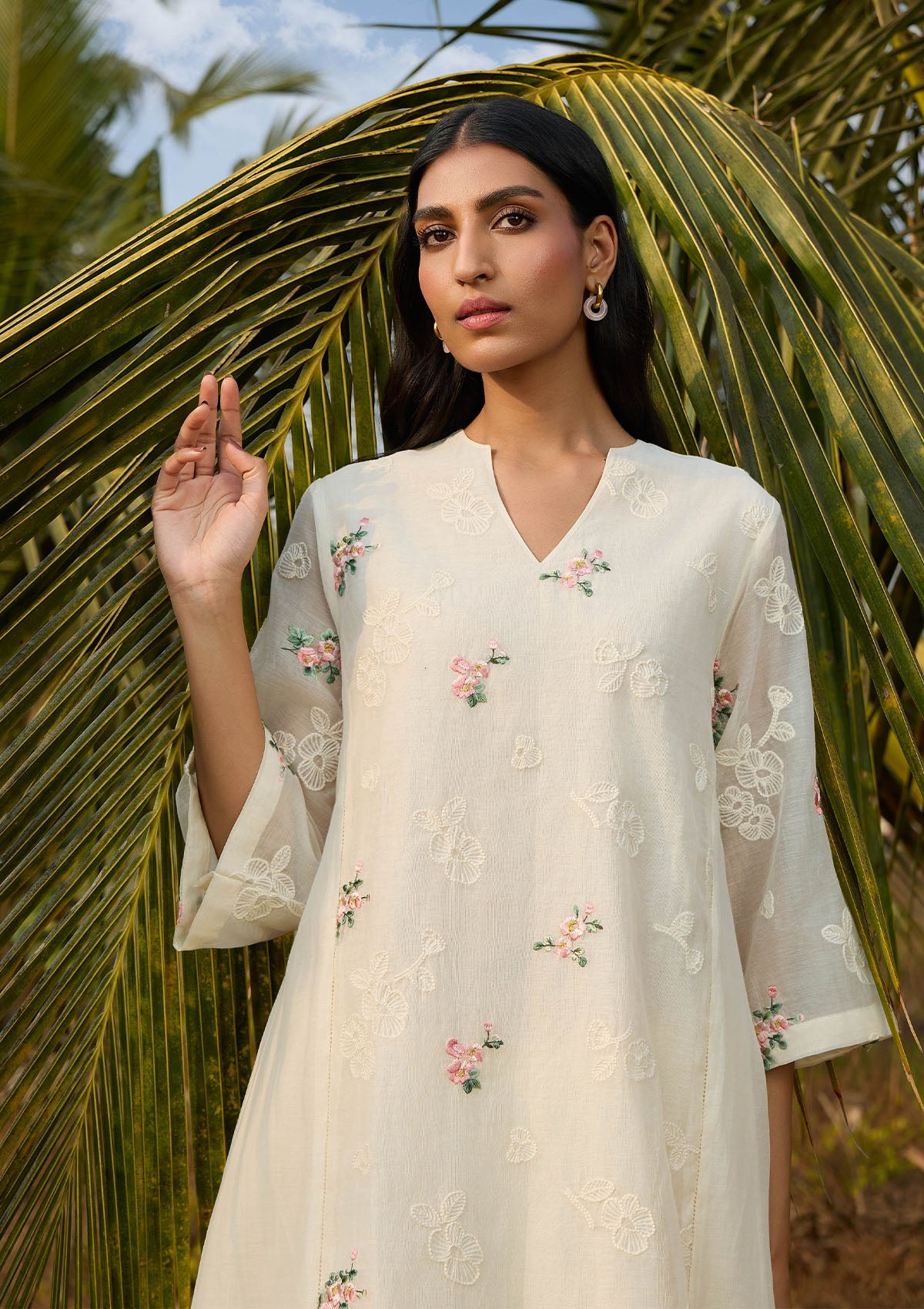 Ivory Thread Embroidered Co-ord Set