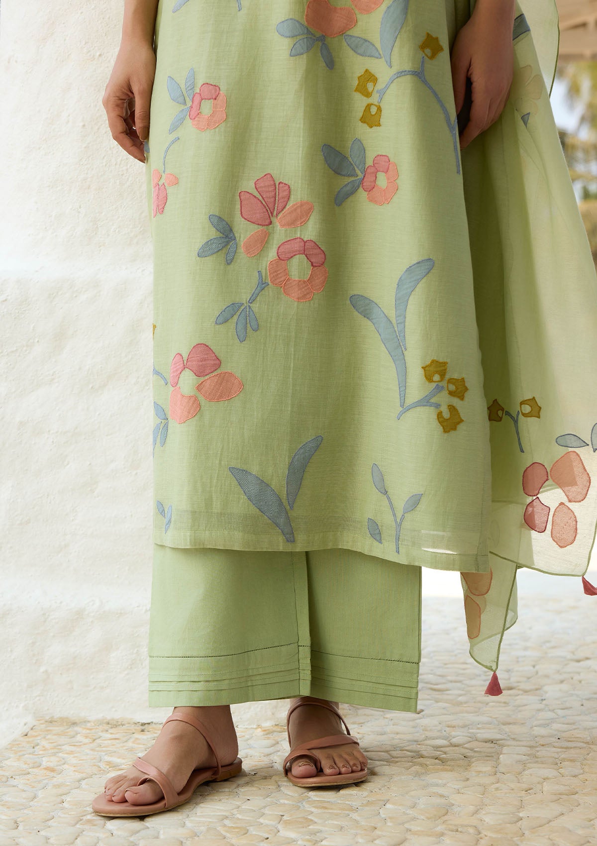 Lime Applique Kurta Set