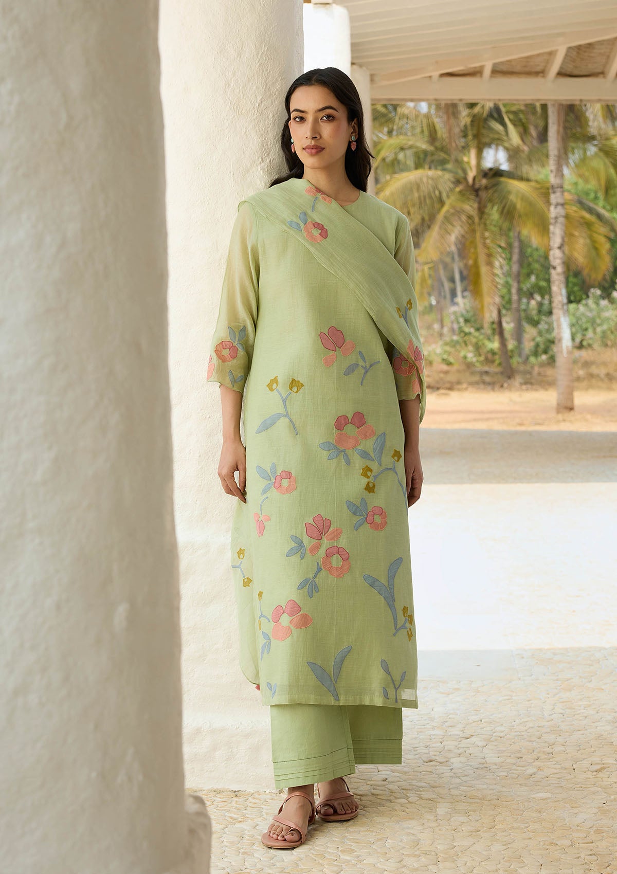 Lime Applique Kurta Set