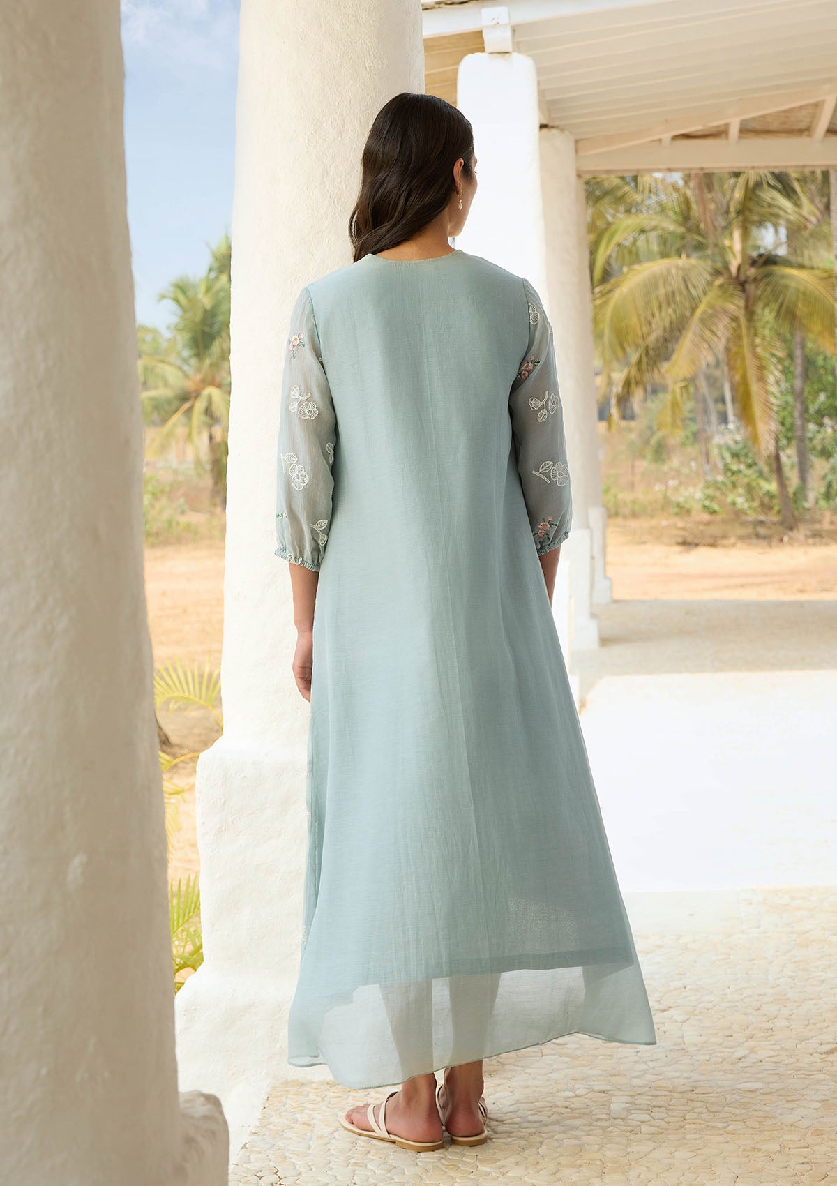 Sky Thread Embroidered Dress