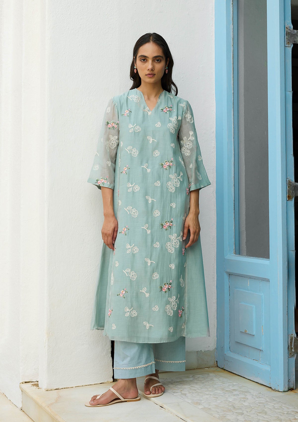 Sky Thread Embroidered Co-ord Set