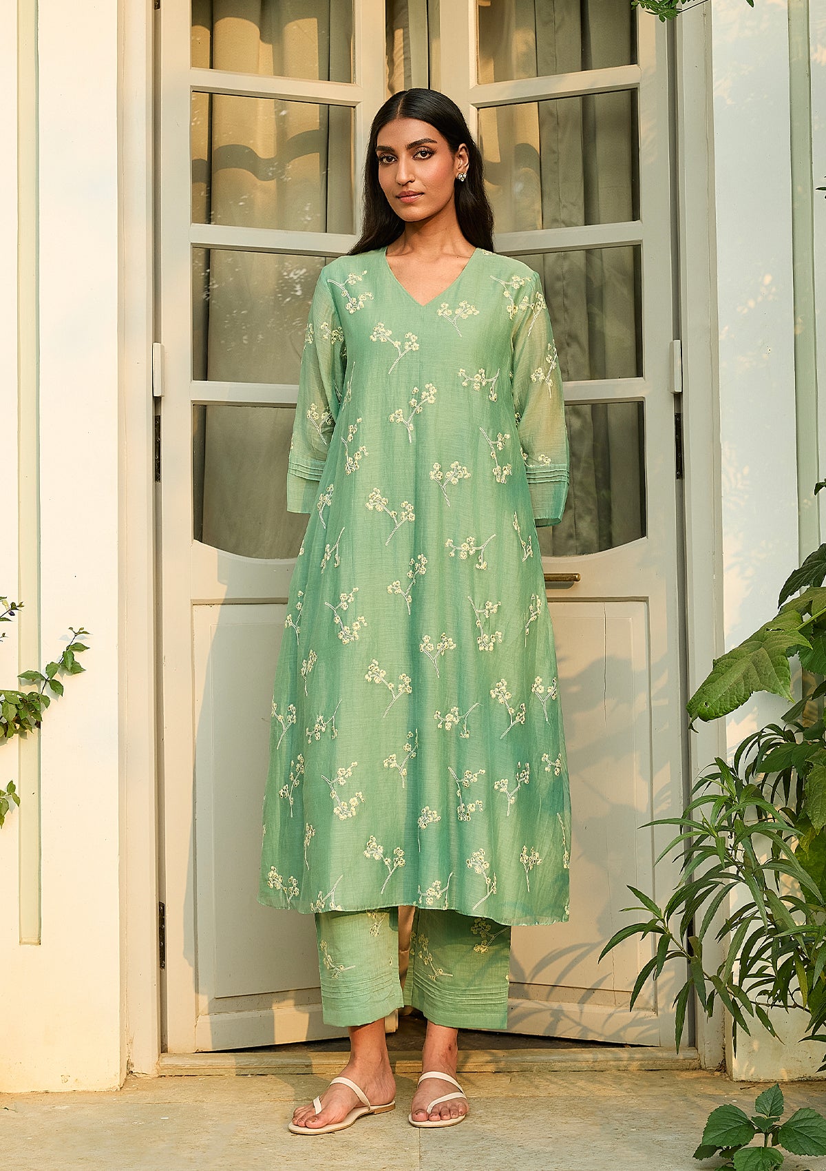 Verdant Embroidered Floral Co-ord Set