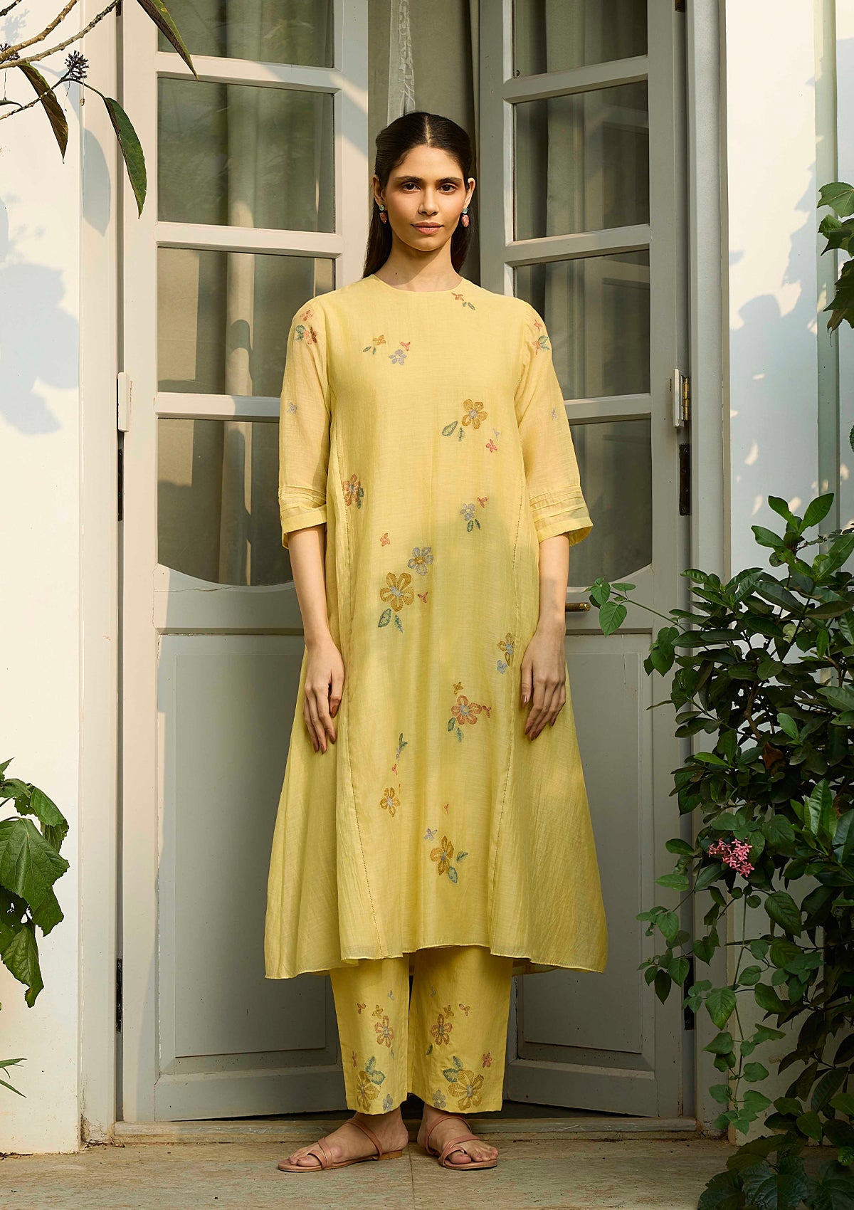 Lemon Embroidered Bloom Co-ord Set