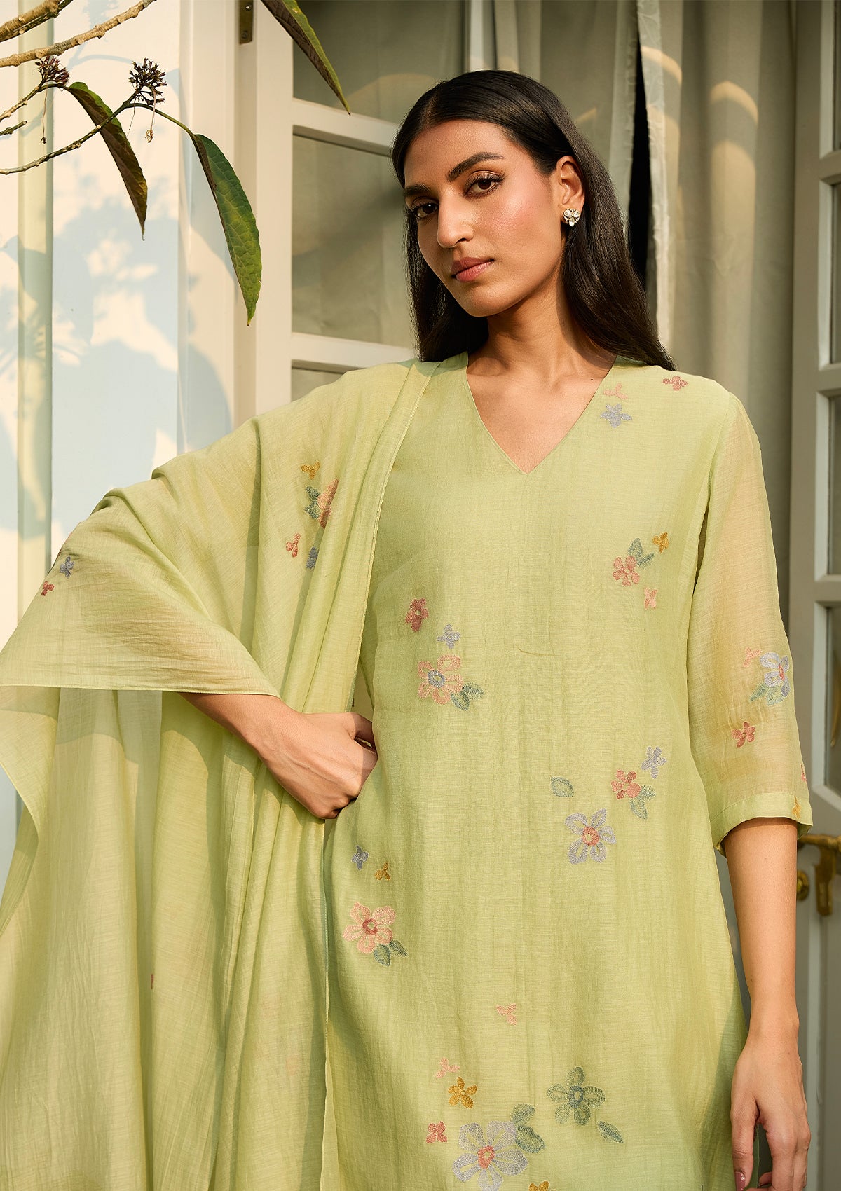 Lime Embroidered Kurta Set