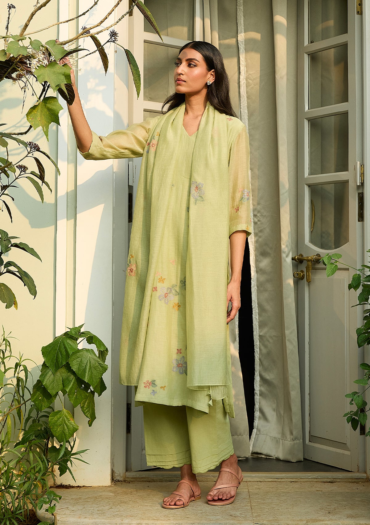 Lime Embroidered Kurta Set
