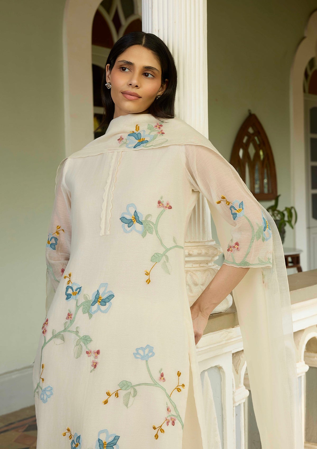 Ivory Applique Kurta Set