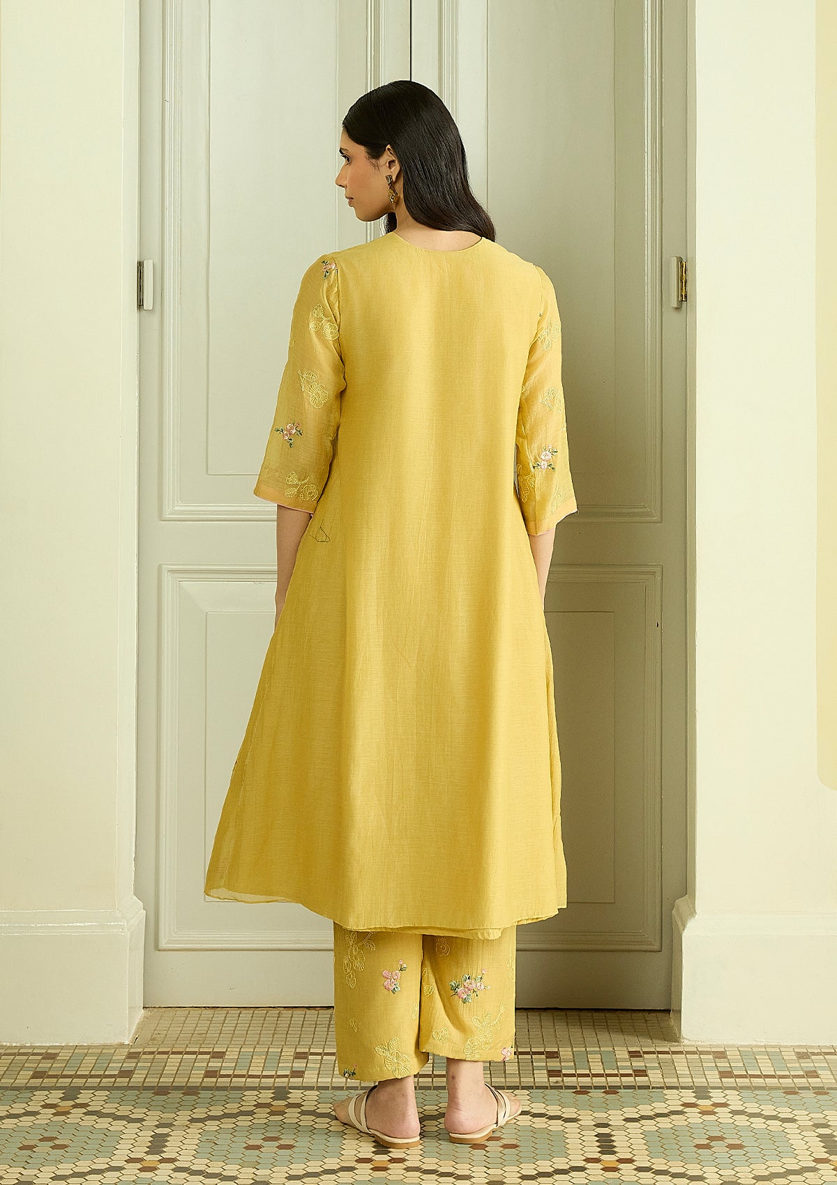 Lemon Thread Embroidered Co-ord Set