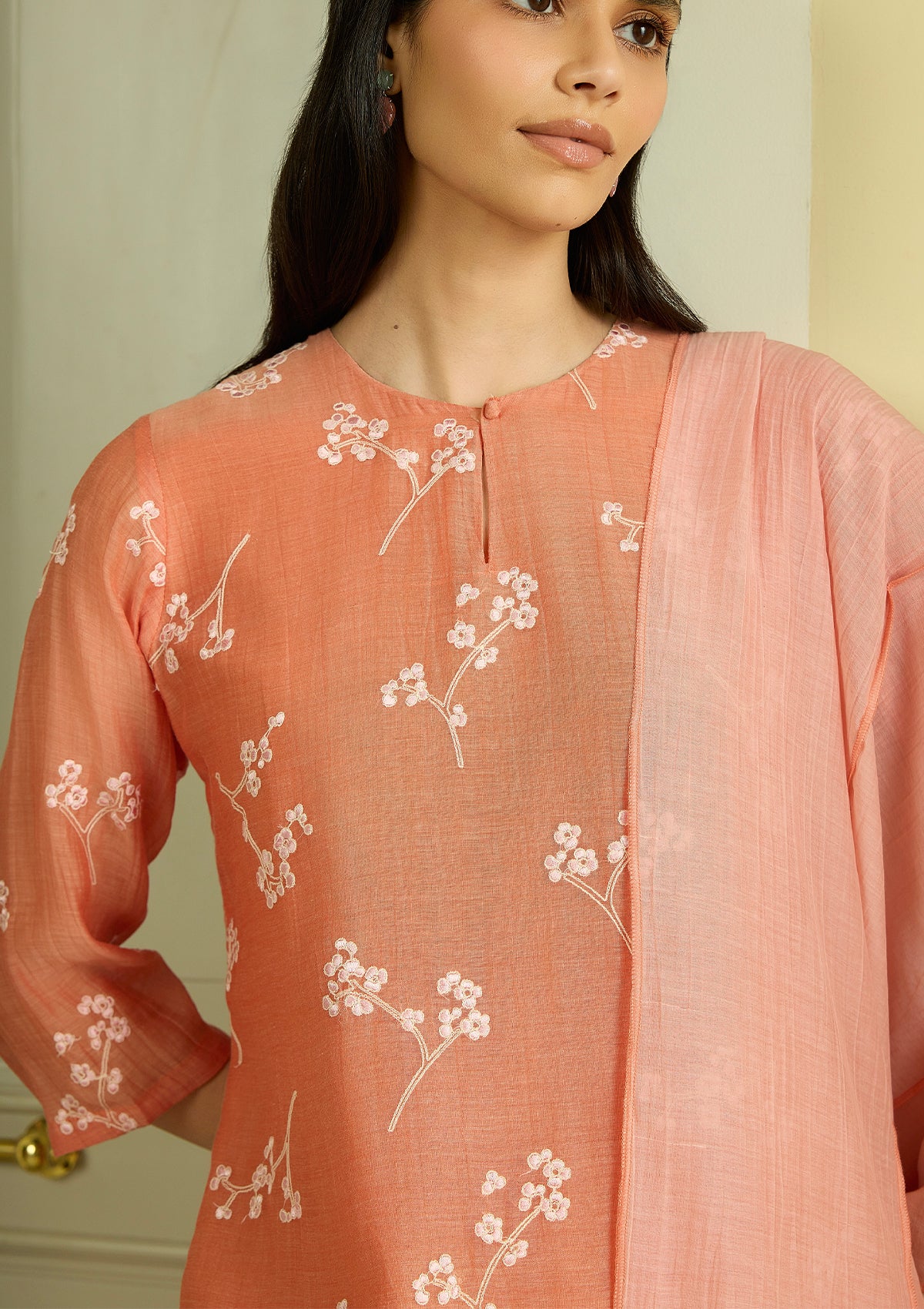 Tangerine Embroidered Kurta Set