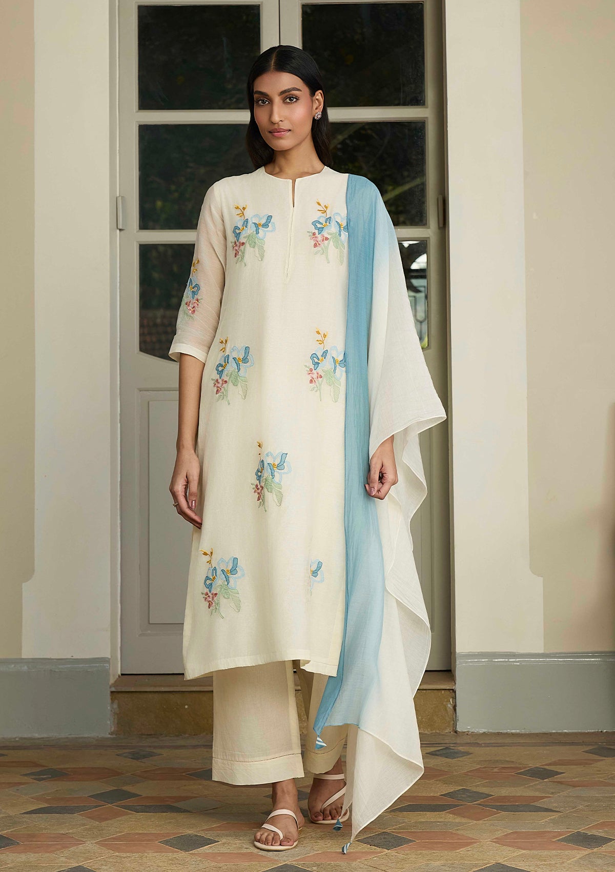 Ivory Floral Kurta Set