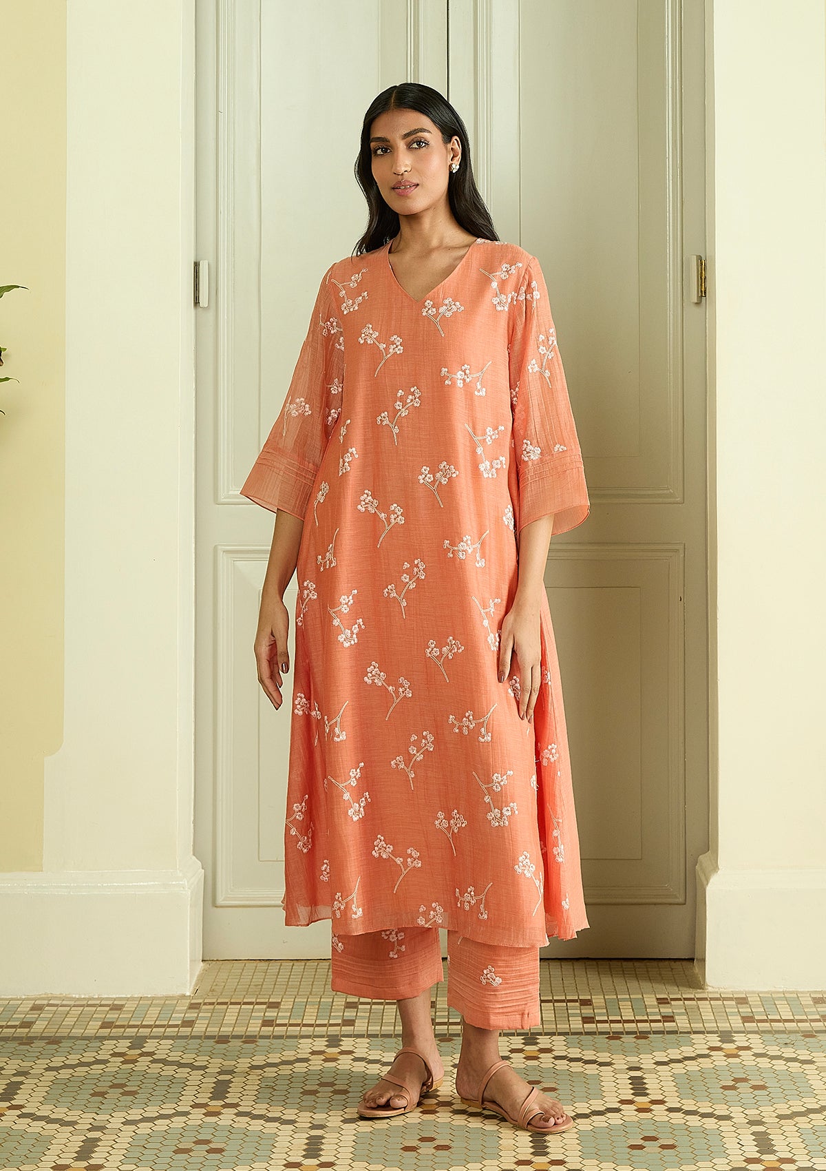 Tangerine Embroidered Co-ord Set