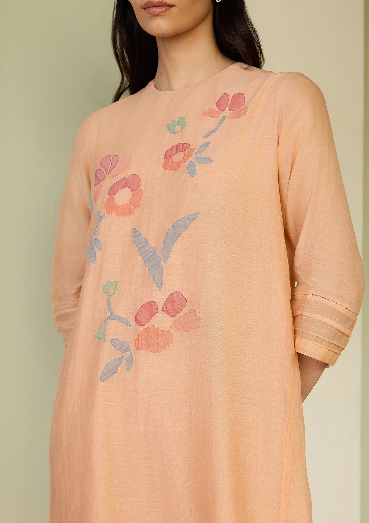 Peach Applique Floral Co-ord Set