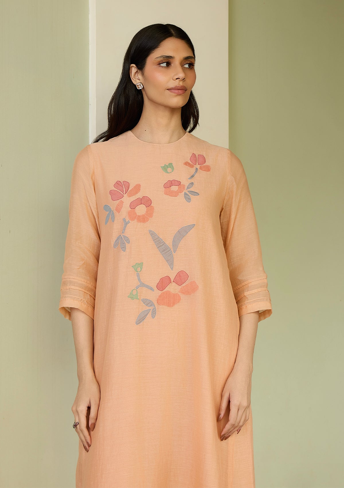 Peach Applique Floral Co-ord Set