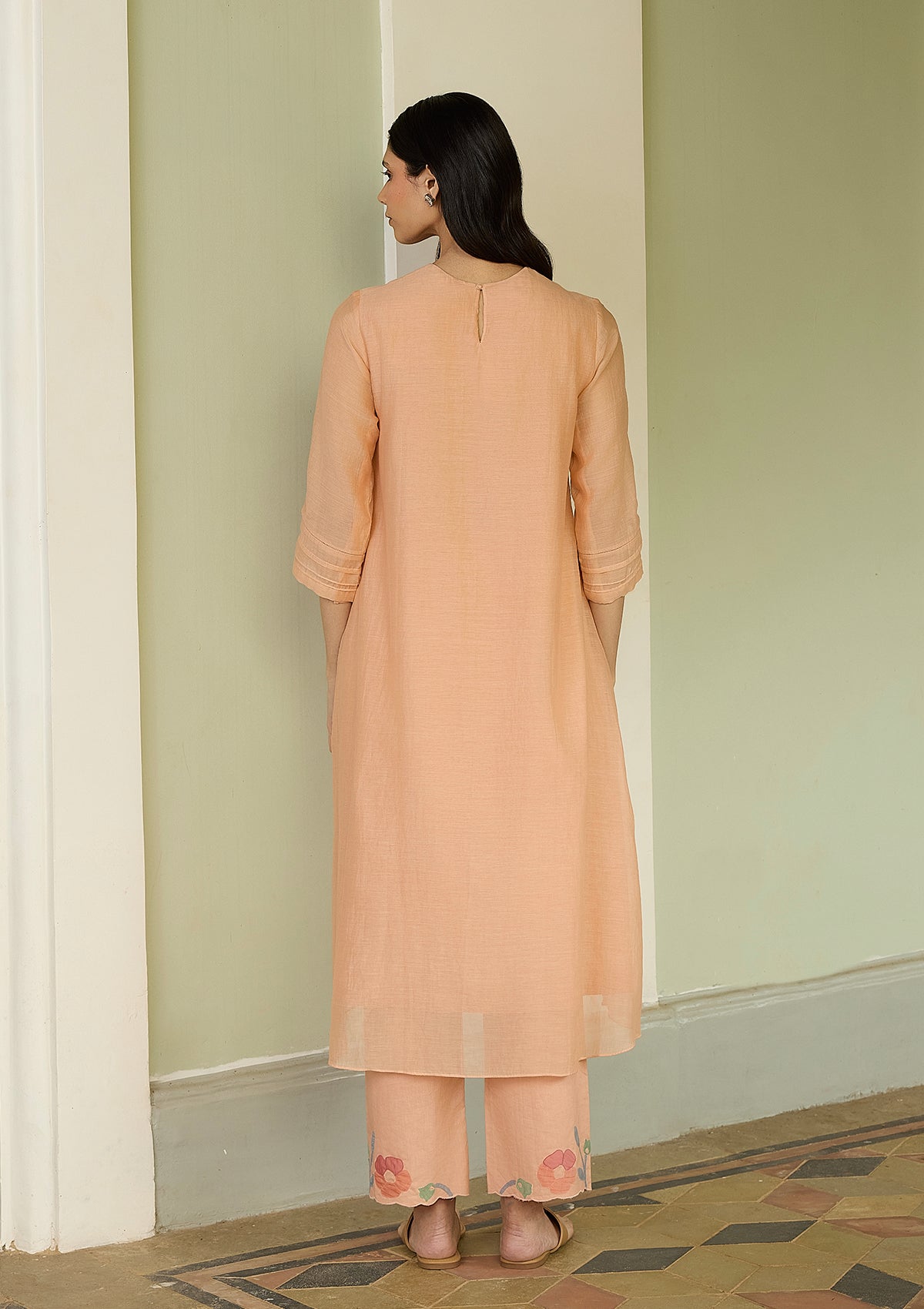 Peach Applique Floral Co-ord Set