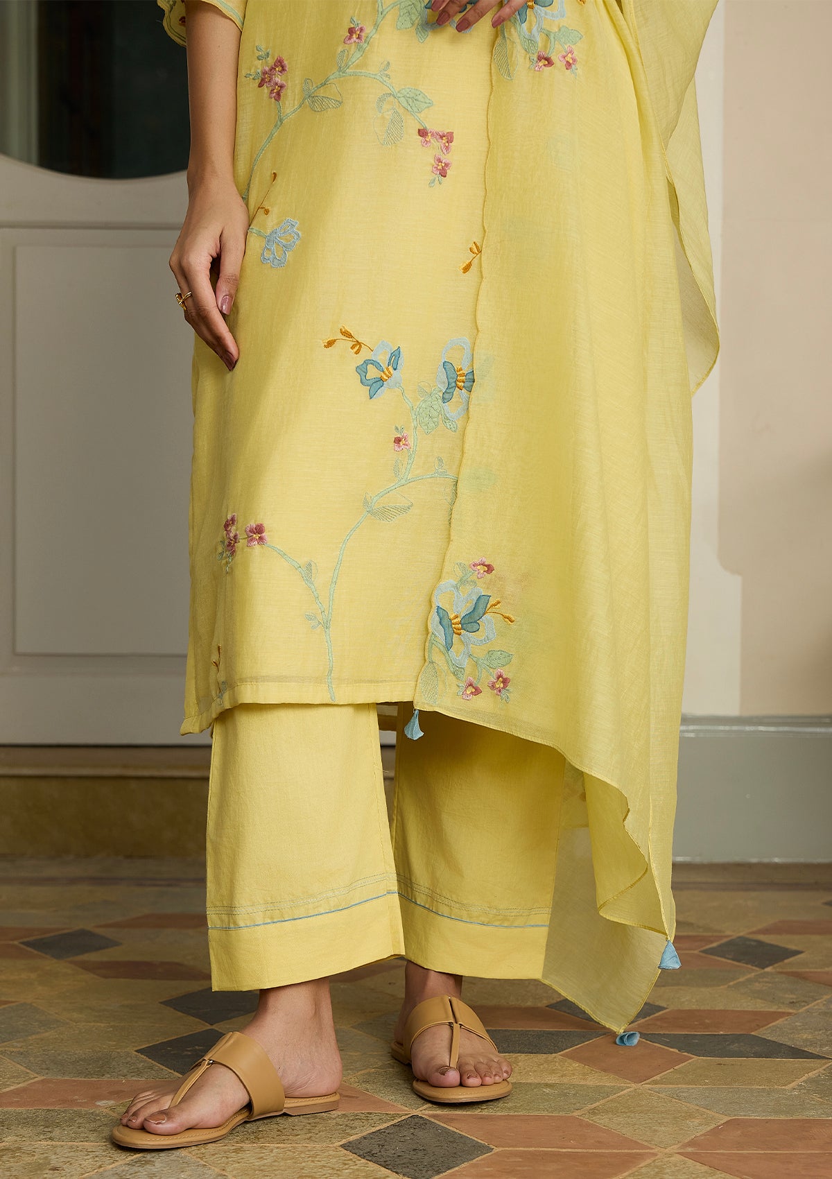 Lemon Applique Kurta Set