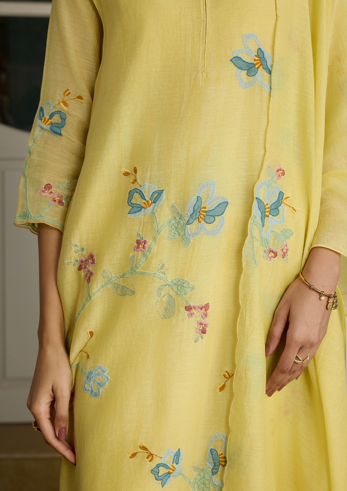 Lemon Applique Kurta Set