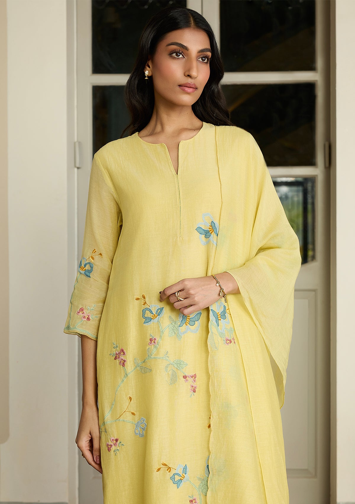 Lemon Applique Kurta Set