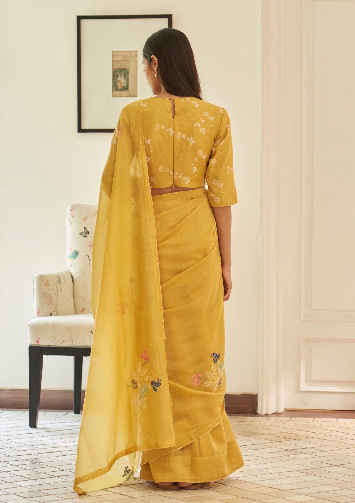 Rue Floral Threadwork Saree