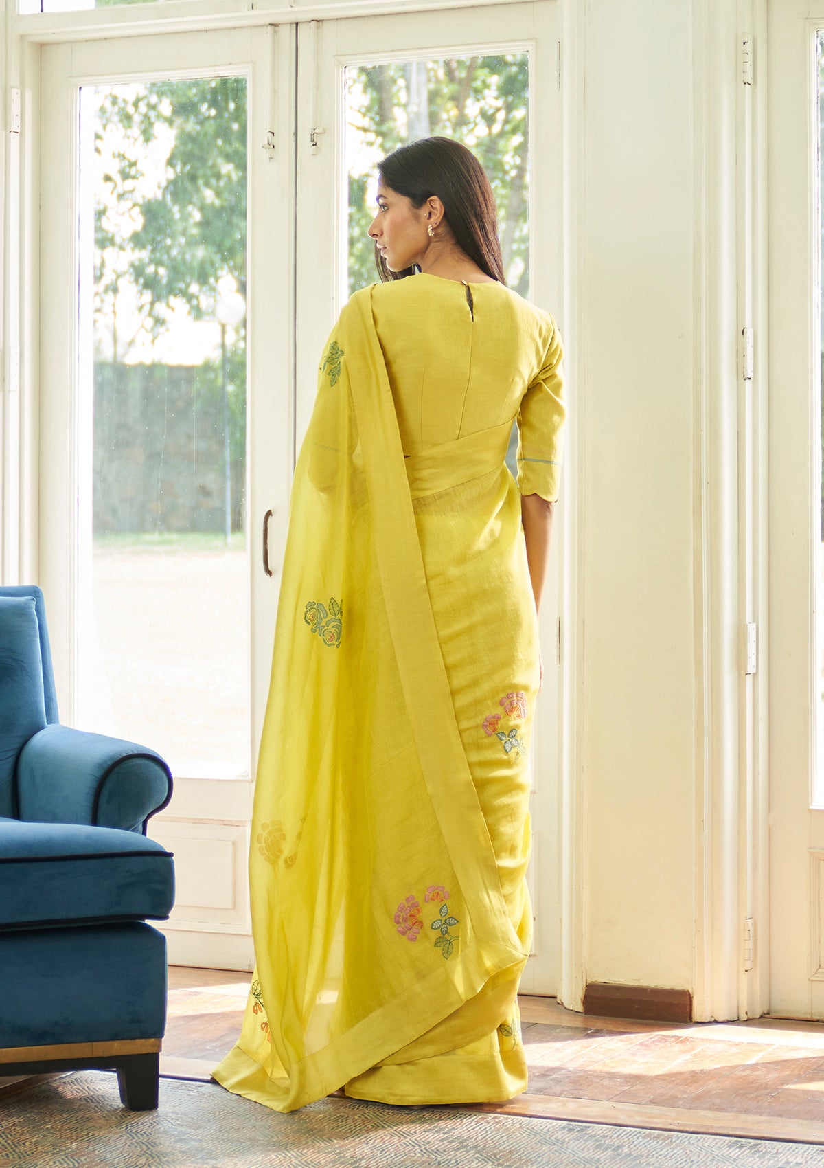 Daffodil Floral Applique Saree