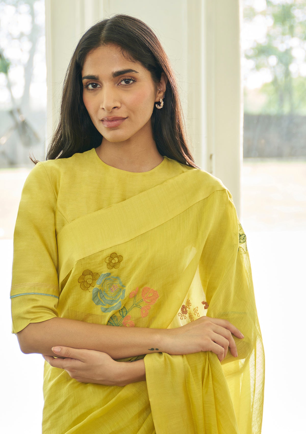 Daffodil Floral Applique Saree