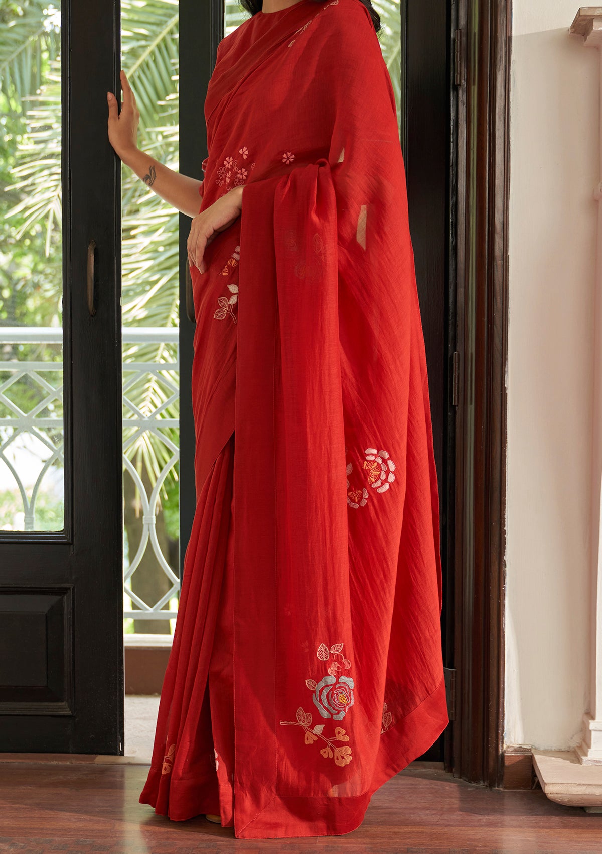 Poppy Embroidered Saree