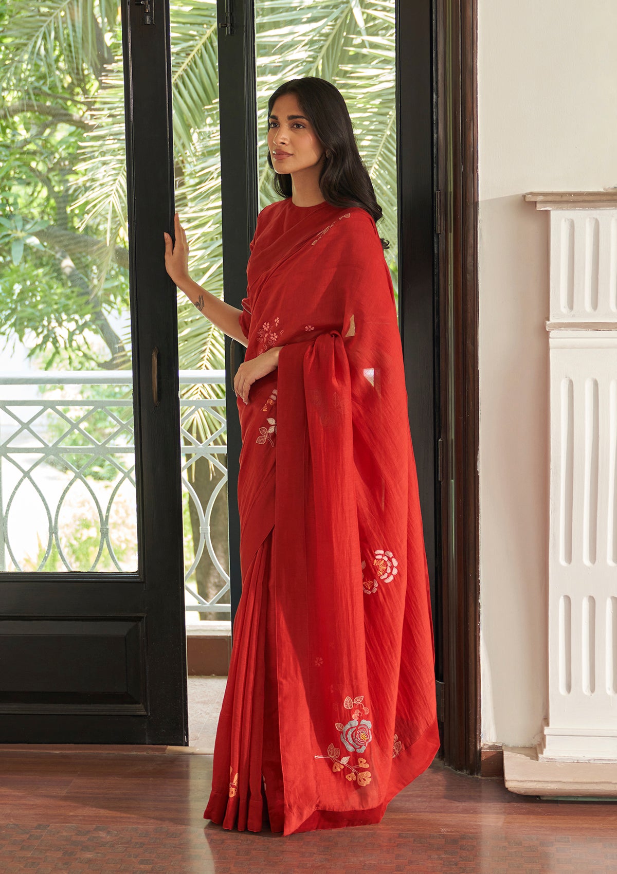 Poppy Embroidered Saree