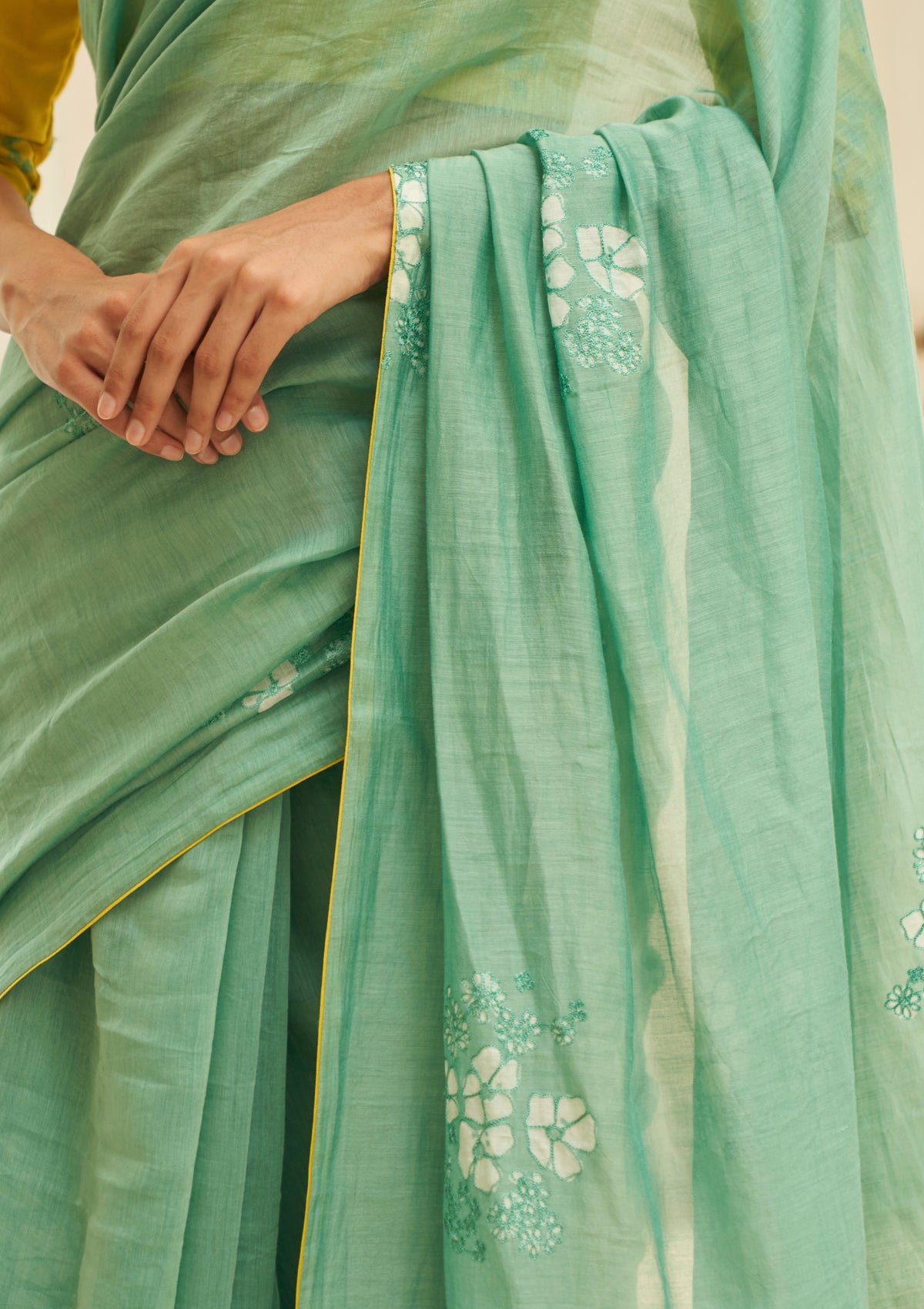 Mint Floral Saree