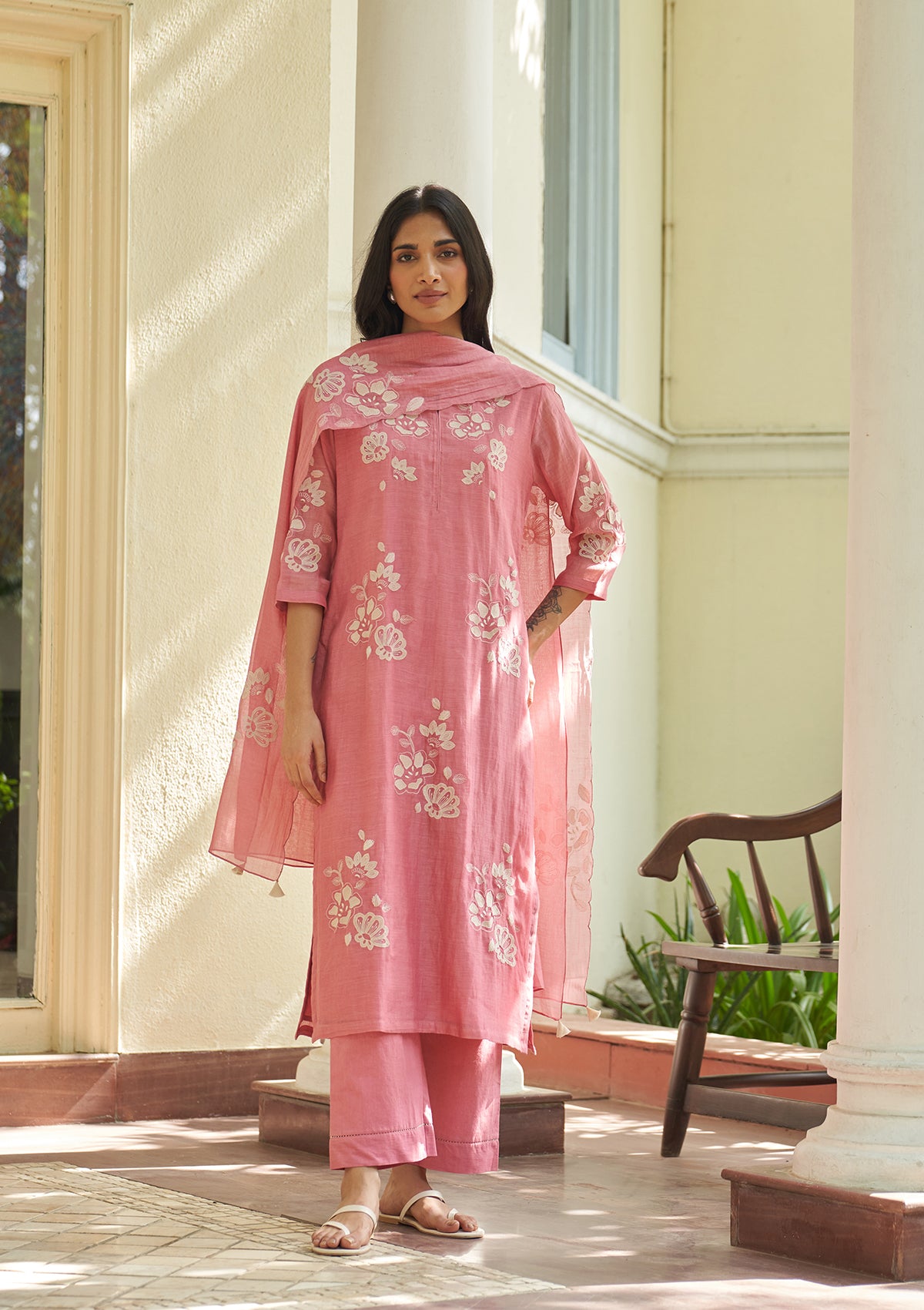 Peony Applique Kurta Set