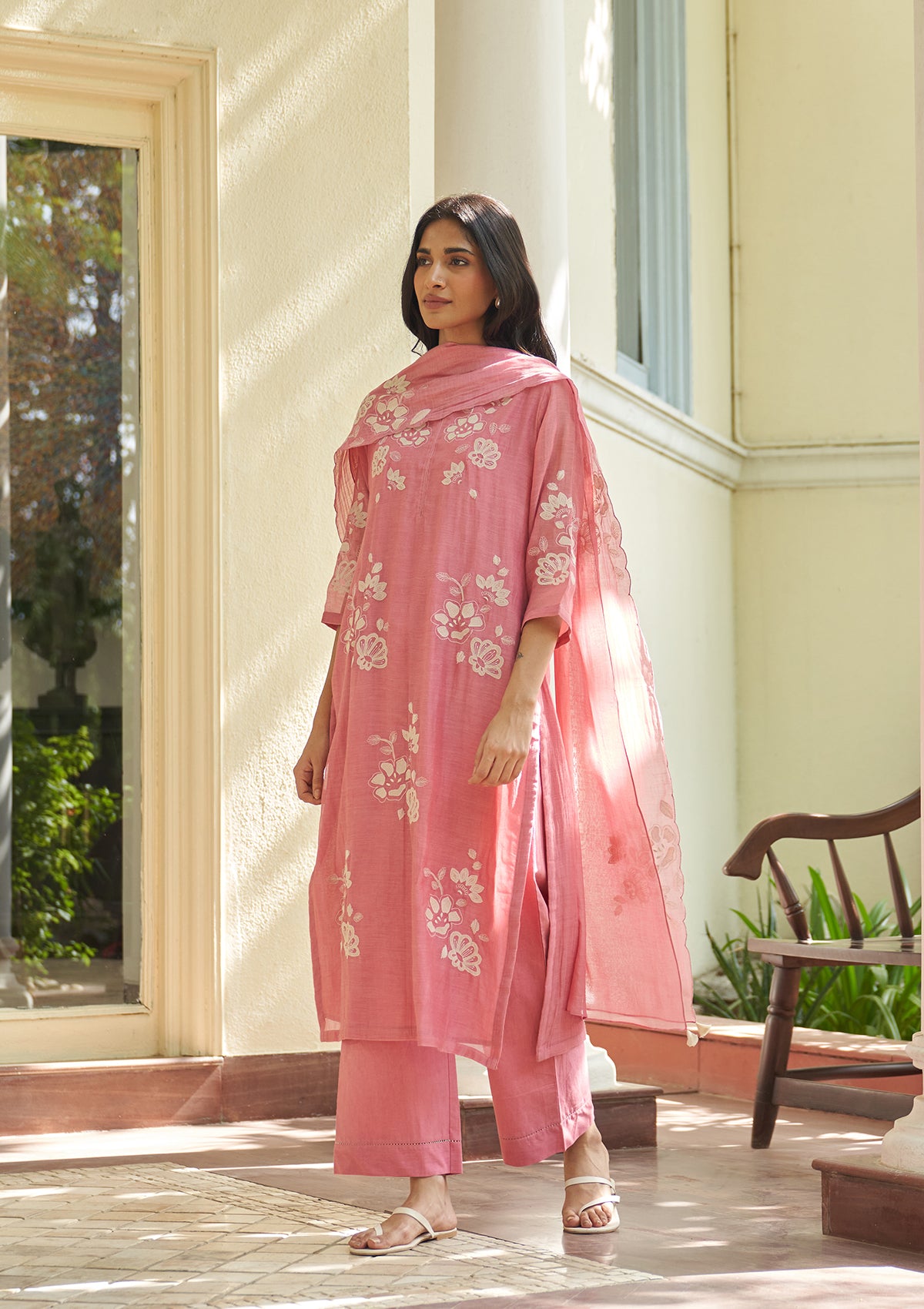 Peony Applique Kurta Set
